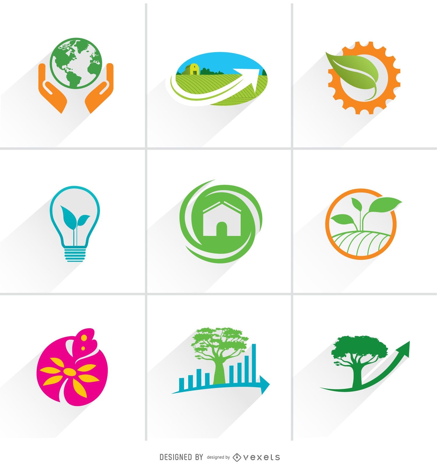 Iconos del logotipo de ecología