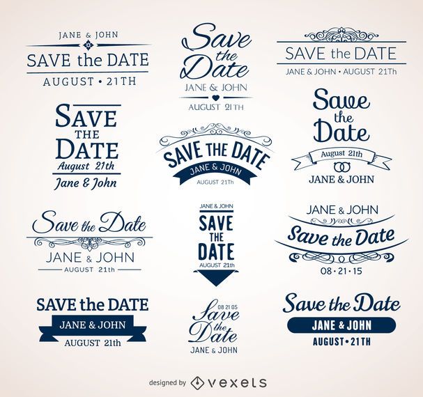 Download Wedding Save The Date Badges - Vector Download