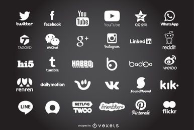 Novos ícones e logotipos populares de redes sociais
