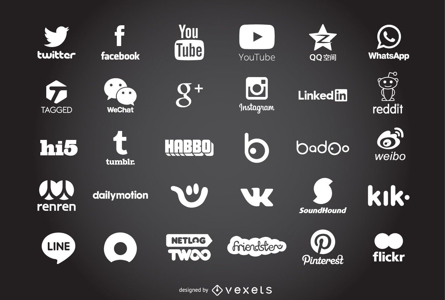 Neue beliebte Symbole und Logos für soziale Netzwerke