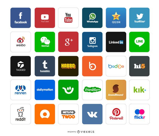 Ícones e logotipos de aplicativos sociais Ícones e logotipos de aplicativos sociais