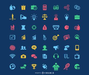 Funky paquete de iconos de colores planos