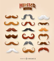 Coleção hipster de bigode