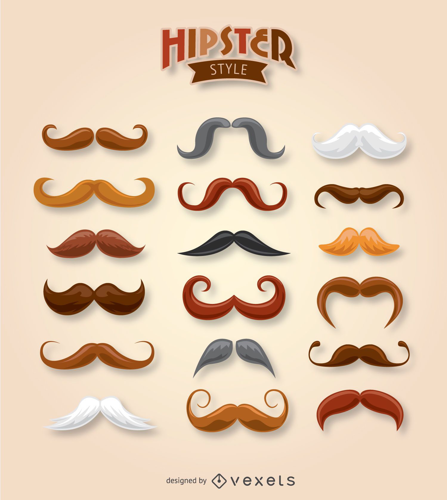 Colecci?n de bigotes hipster