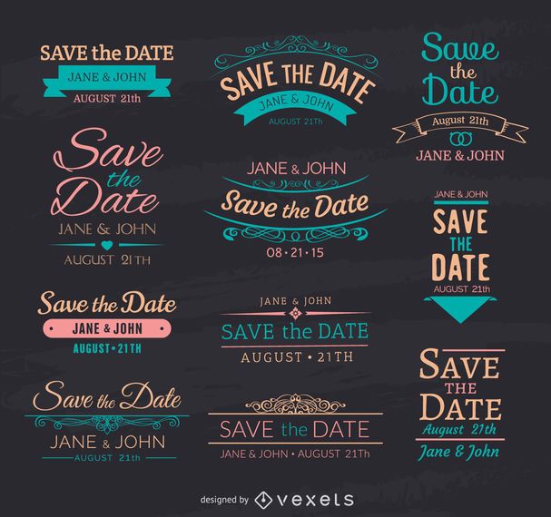 Save the date chalk emblems Save the date chalk emblems