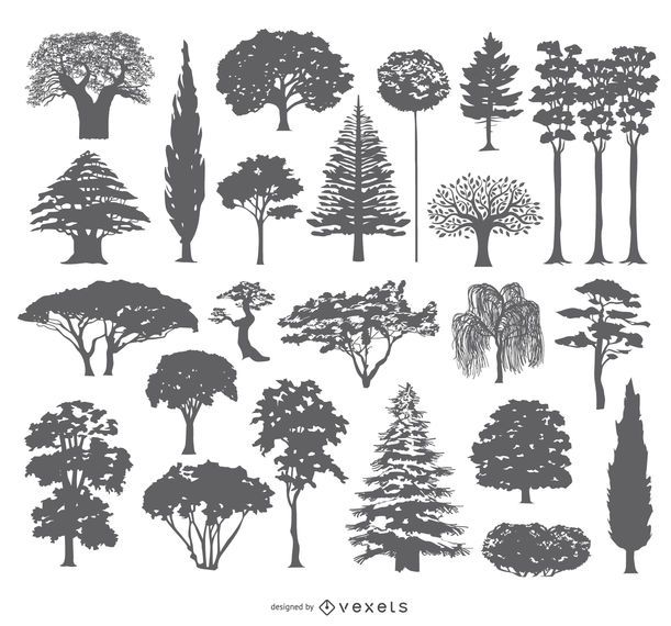 Tree silhouettes collection design Tree silhouettes collection design