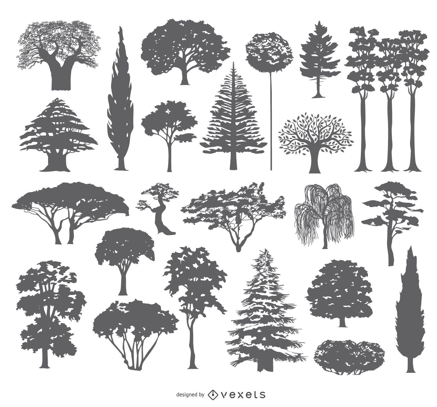 Tree silhouettes collection design