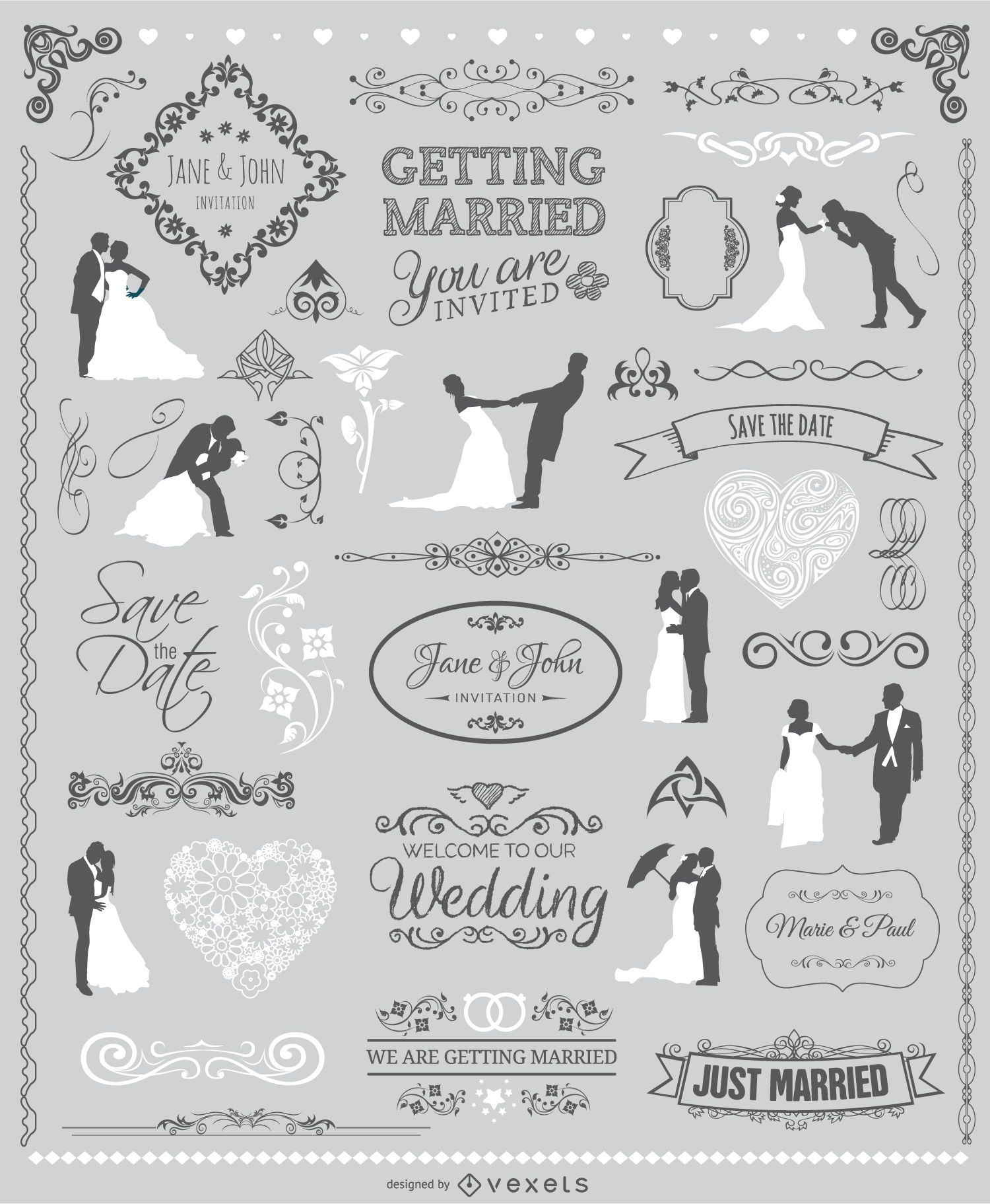 Wedding Graphic Set Vector Download