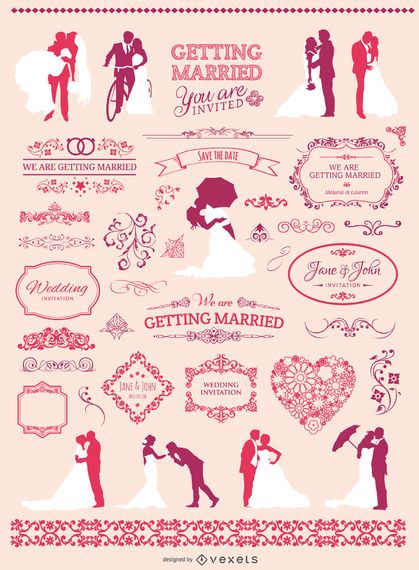 Conjunto de elementos gráficos de boda. Conjunto de elementos gráficos de boda.
