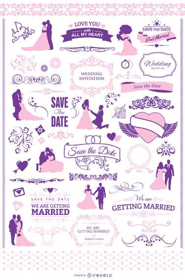 Wedding invitation graphic set Wedding invitation graphic set