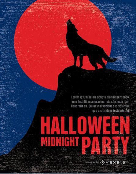 Cartel del partido del lobo de Halloween del vintage Cartel del partido del lobo de Halloween del vintage