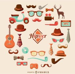 Hipster cartoon graphic set