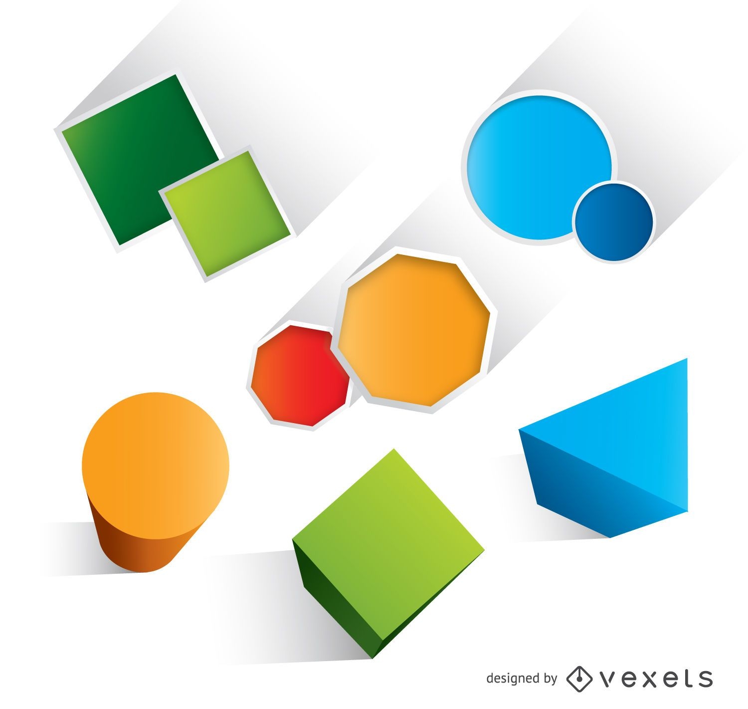 Geometric basic colorful shapes