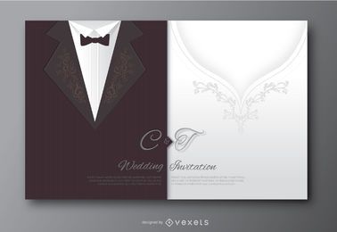 Invitación del vestido del novio y de la novia de la boda Invitación del vestido del novio y de la novia de la boda