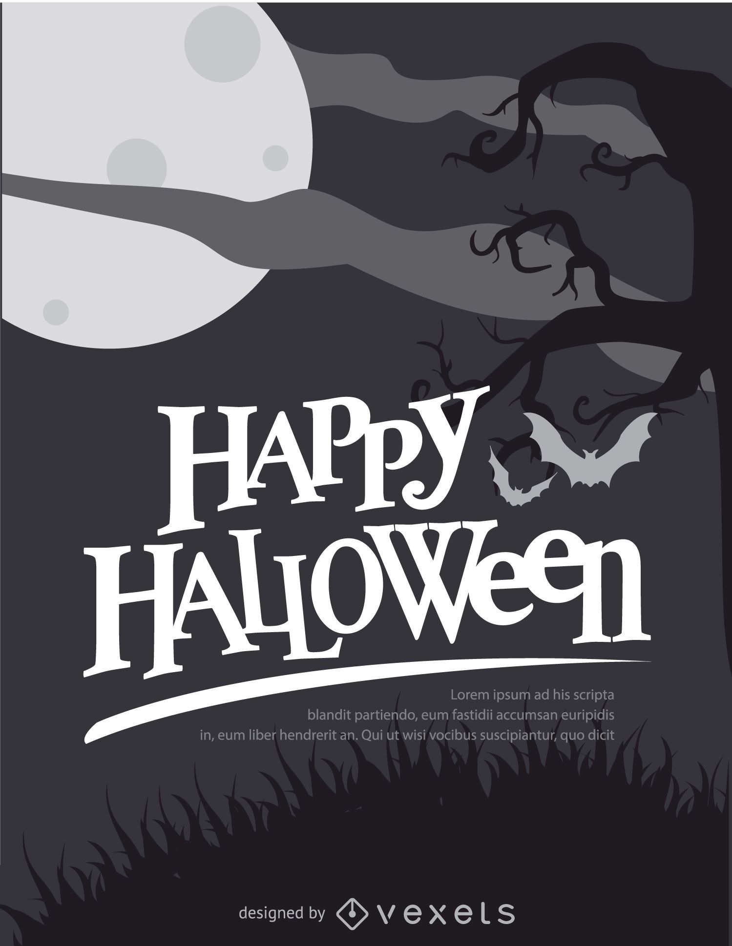 Halloween Retro Black and white poster