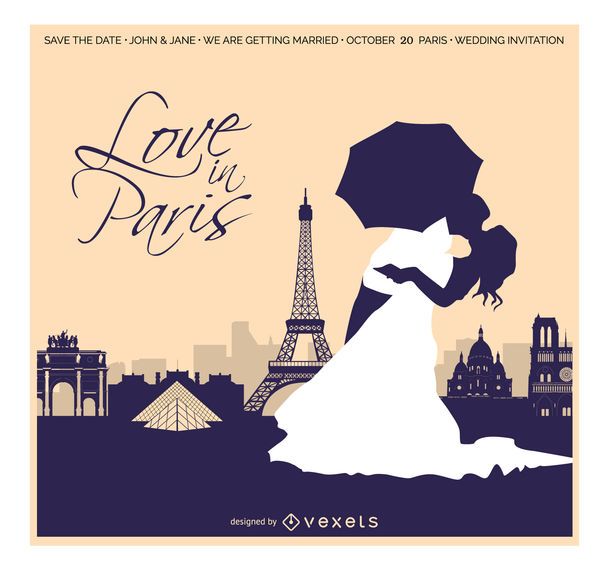 Wedding In Paris Invitation Card Wedding In Paris Invitation Card