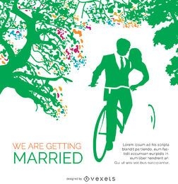 Bicicleta de cartão de convite de casamento