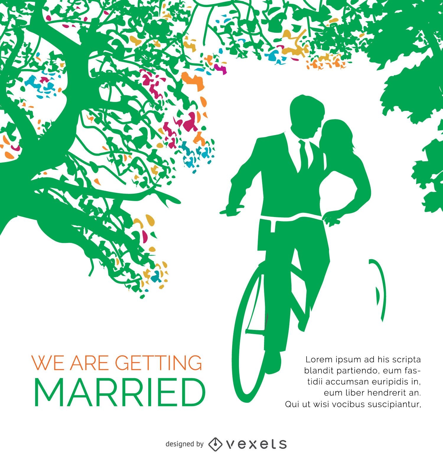 Hochzeitseinladungskarte Fahrrad