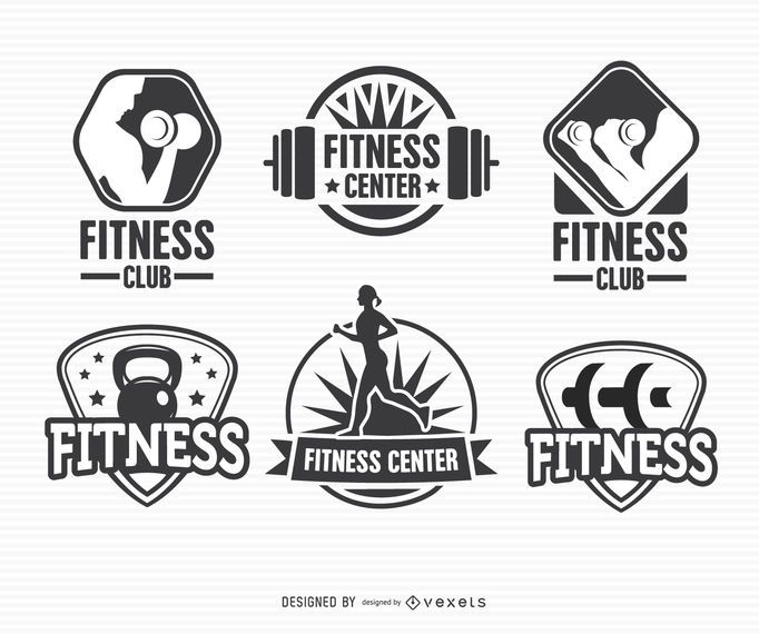 Conjunto de logotipo de etiqueta de etiqueta de fitness Conjunto de logotipo de etiqueta de etiqueta de fitness