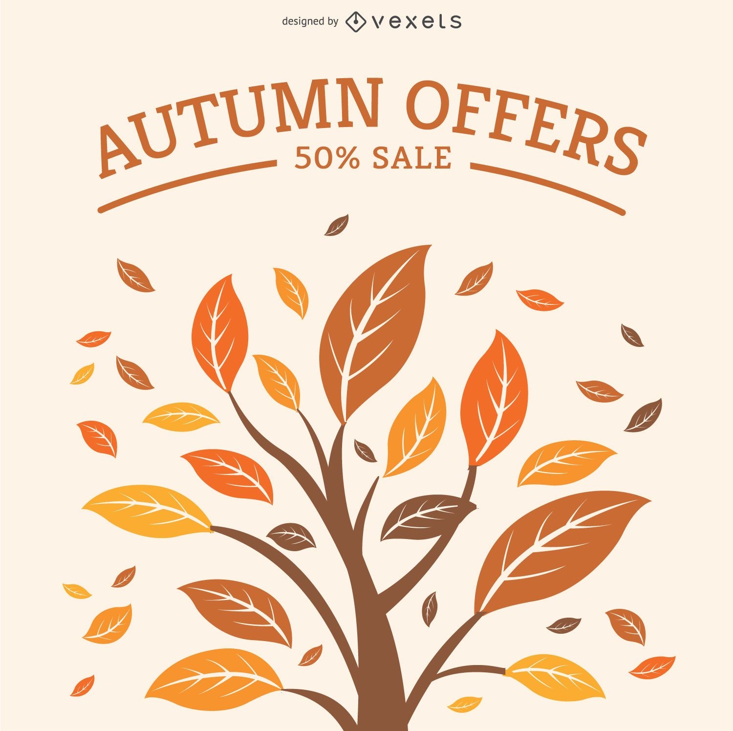 Autumn tree with leaves 50% sale