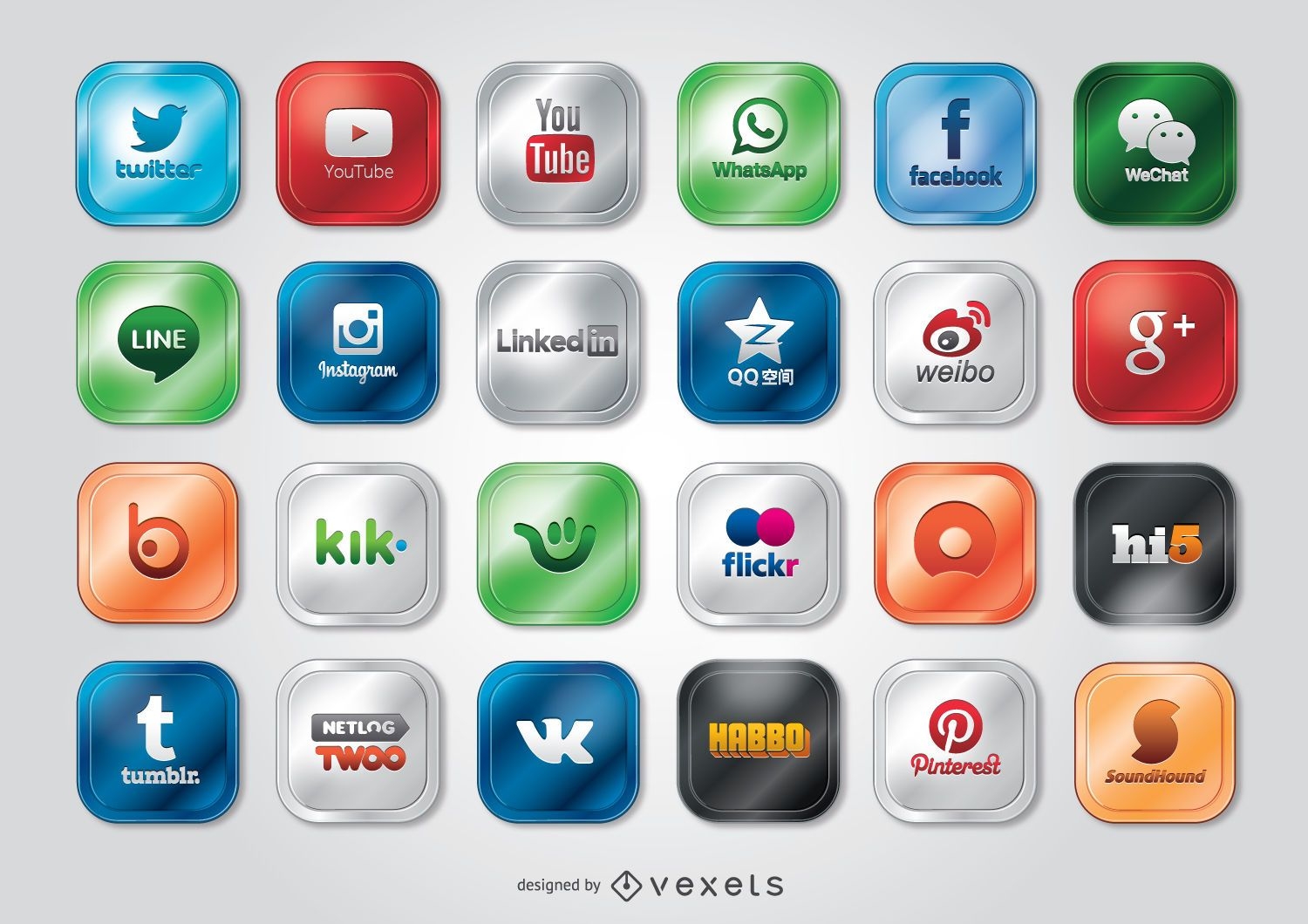 Symbole und Logos von Social-Media-Websites und Apps