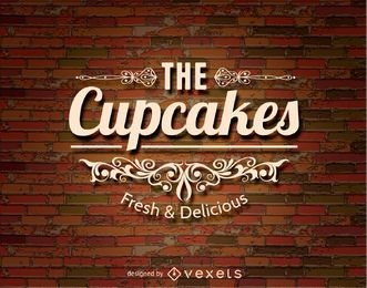 Cupcakes-Logo über einer Mauer
