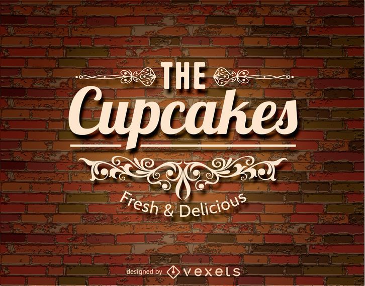 Logo der kleinen Kuchen über einem brickwall Logo der kleinen Kuchen über einem brickwall