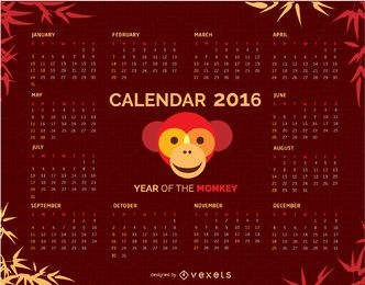 2016 Calendar with Monkey