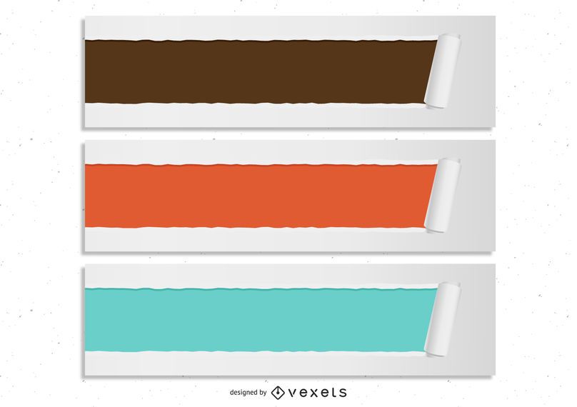 Conjunto de banner ancho de papel rasgado Conjunto de banner ancho de papel rasgado
