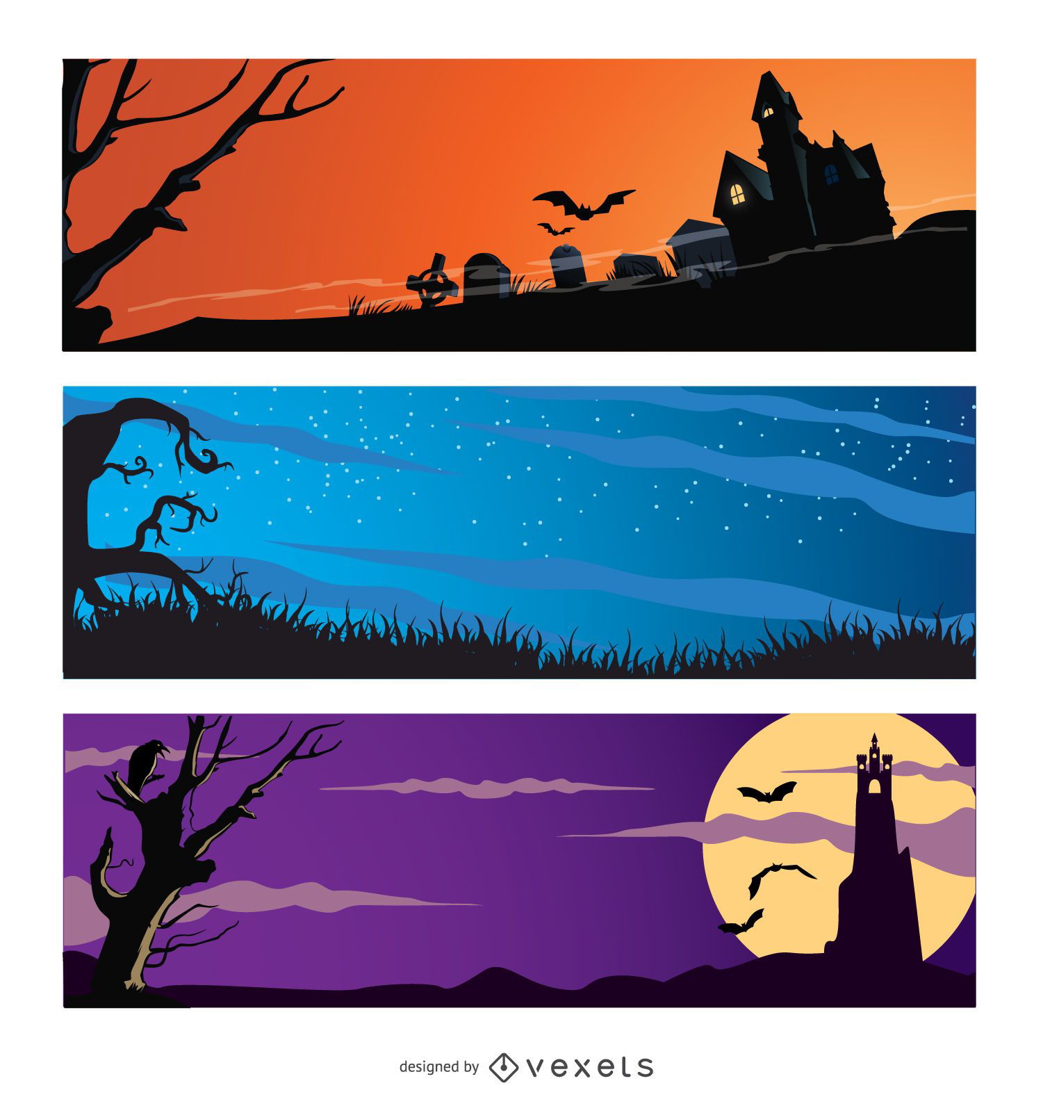 Download Halloween Banner Set - Vector Download