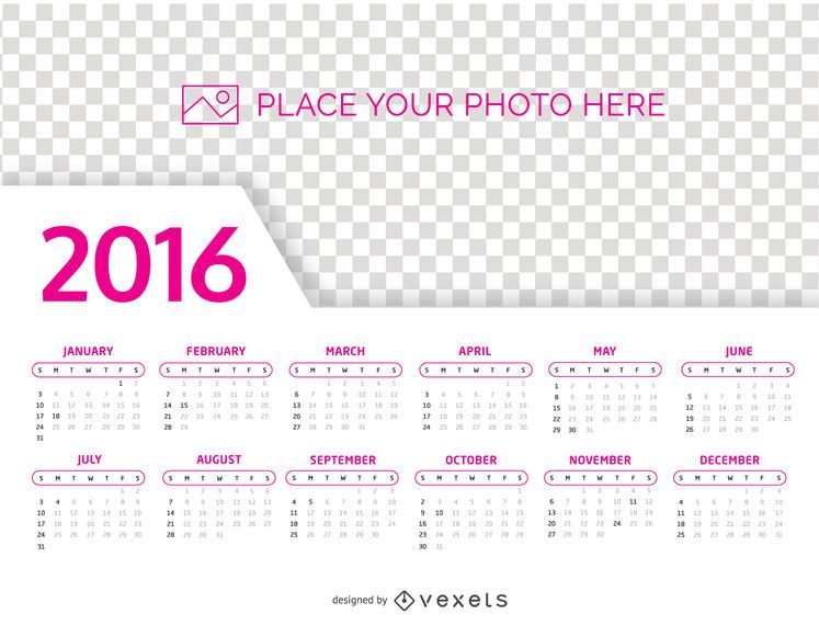 Plantilla de foto calendario 2016 Plantilla de foto calendario 2016