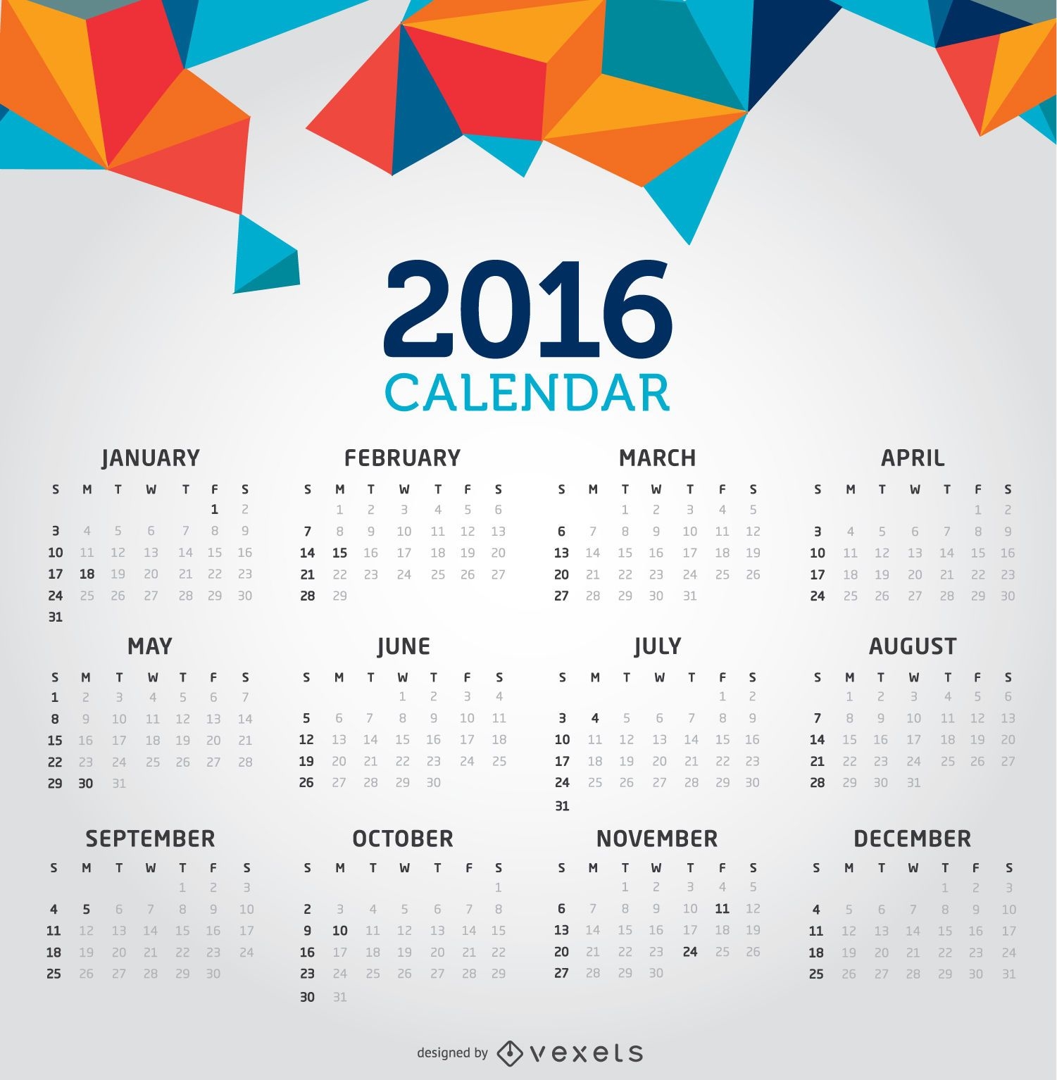 Sauberer kreativer Kalender 2016
