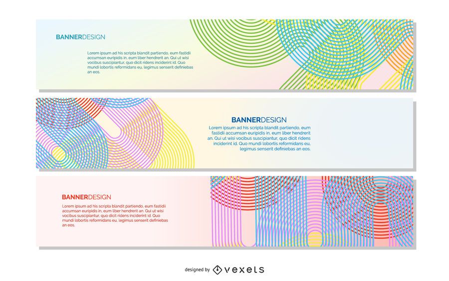 Colorful Curves Grey Banner Set Colorful Curves Grey Banner Set