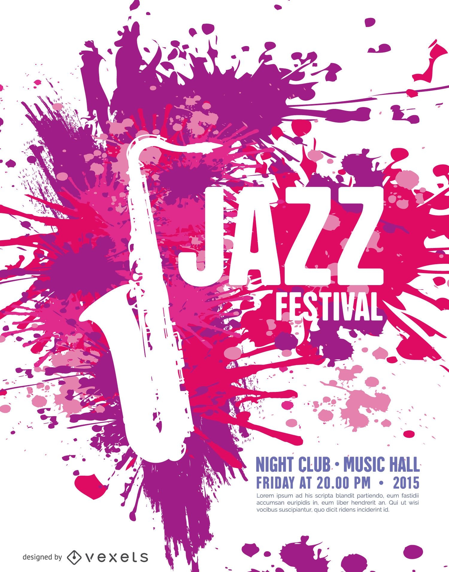 Musik-Jazz-Festival-Flyer-Vorlage mit Saxophon