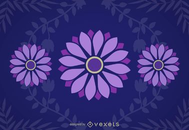 Purple Daisies Blue Background