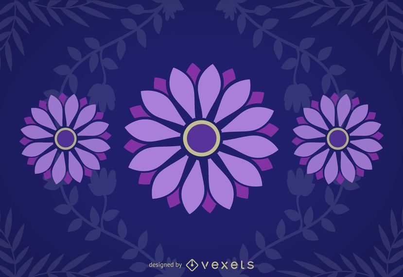 Purple Daisies Blue Background Purple Daisies Blue Background