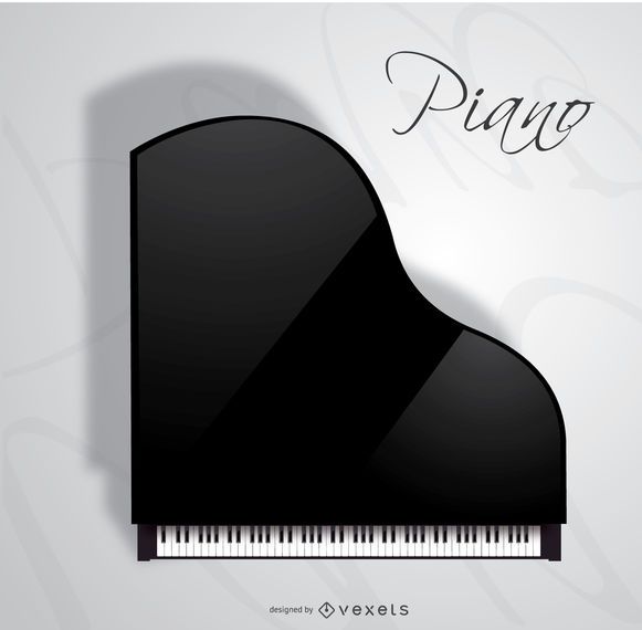 Vista superior de piano de cola de concierto Vista superior de piano de cola de concierto
