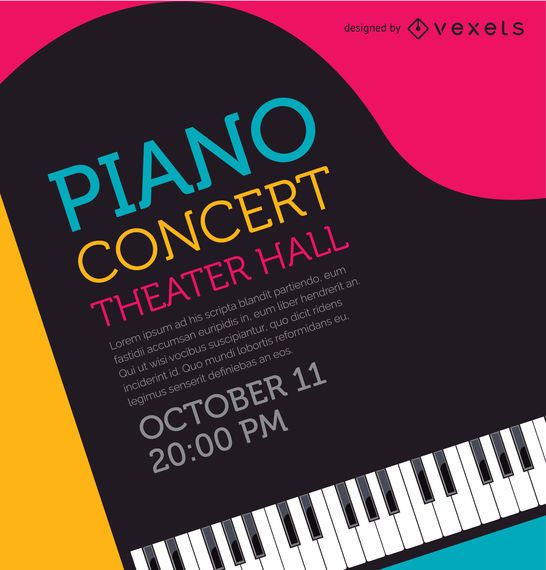 Cartel del concierto de piano musical Cartel del concierto de piano musical