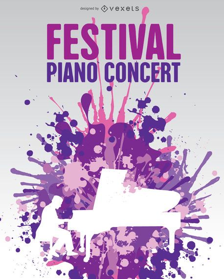 Music piano poster in cool paint splatter background Music piano poster in cool paint splatter background
