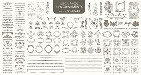 170 Ornaments Mega Pack: Trennwände Rahmen Ecken Ränder und mehr