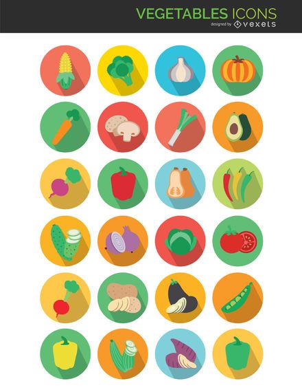 Ícones de legumes plana Ícones de legumes plana