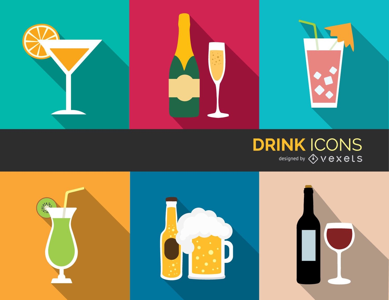 Iconos de bebidas coloridas