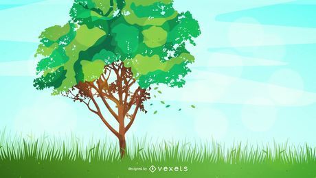 Fondo de paisaje de árbol de primavera Fondo de paisaje de árbol de primavera