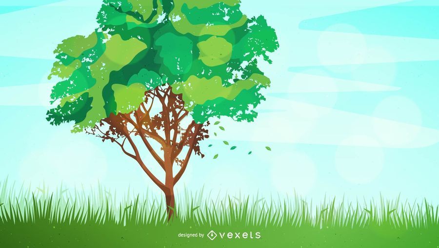 Fondo de paisaje de árbol de primavera Fondo de paisaje de árbol de primavera