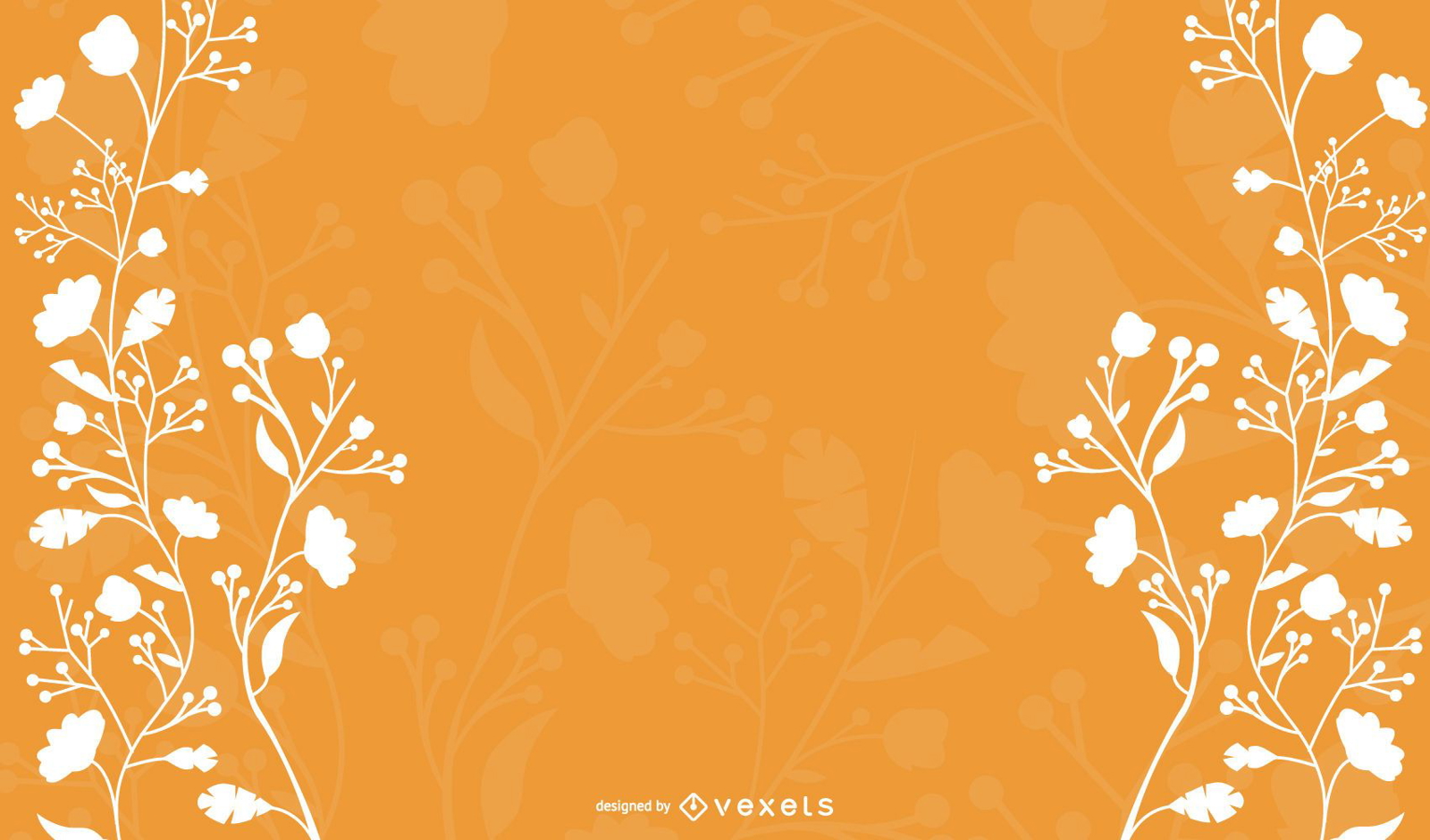 Floral branco em fundo laranja