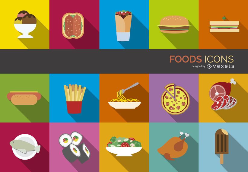 Conjunto de ícones de comida Conjunto de ícones de comida