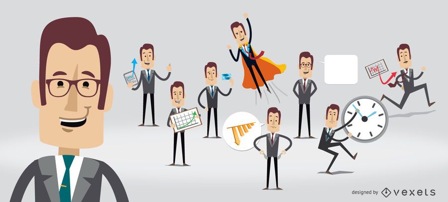 Personagem de empresário várias poses Personagem de empresário várias poses