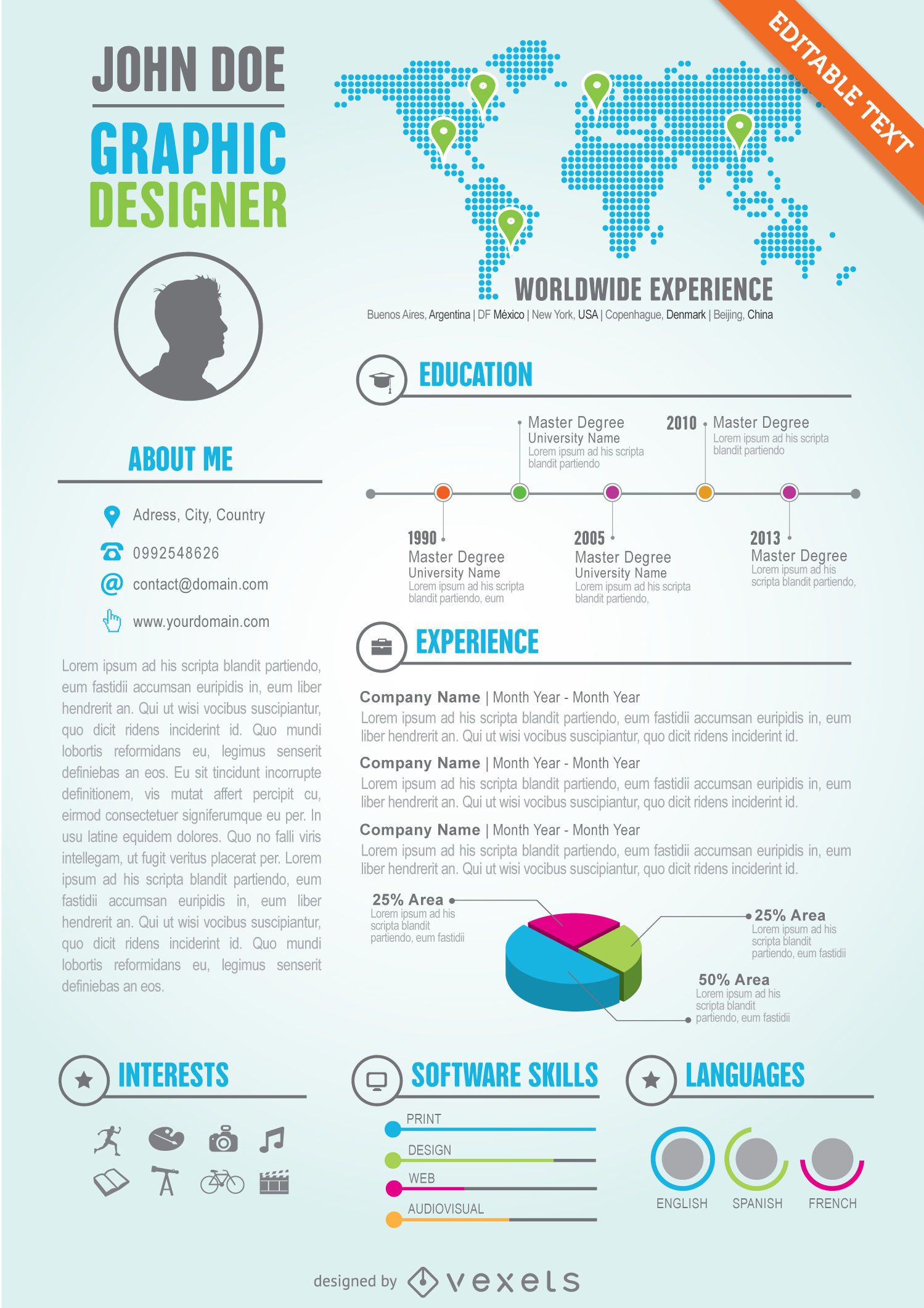 Designer Gráfico modelo cv currículo editável - Baixar Vector