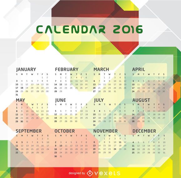 Modelo de calendário de 2016 Modelo de calendário de 2016