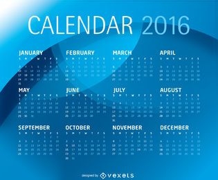 Modelo de calendário azul 2016